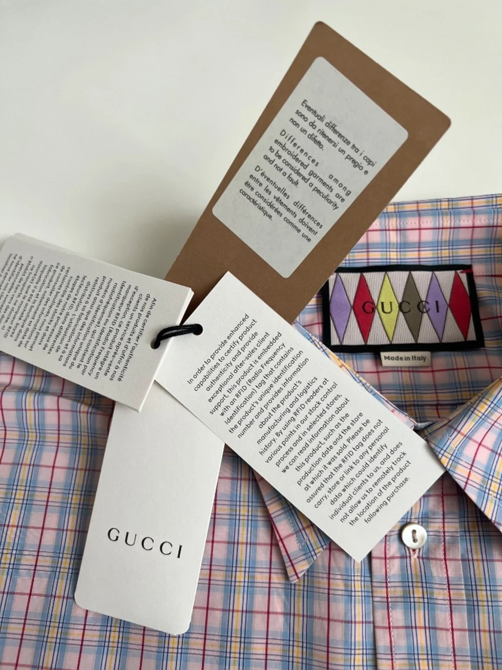 Gucci Men's Shirt size 42 Large 16 1/2 Cotton 50% Polyester 50% Special Logo New